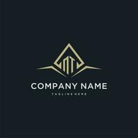 MT initial monogram logo for real estate with polygon style vector