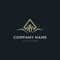 KY initial monogram logo for real estate with polygon style vector