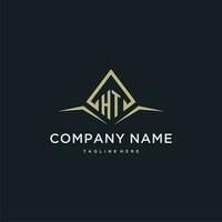 HT initial monogram logo for real estate with polygon style vector