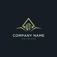 WT initial monogram logo for real estate with polygon style vector