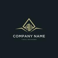 AU initial monogram logo for real estate with polygon style vector