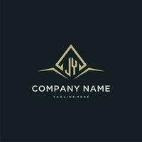 JY initial monogram logo for real estate with polygon style vector