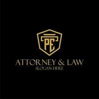 PE initial monogram for lawfirm logo ideas with creative polygon style design vector