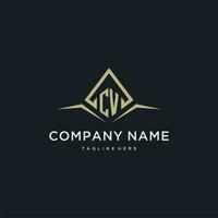 CV initial monogram logo for real estate with polygon style vector