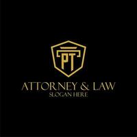 PT initial monogram for lawfirm logo ideas with creative polygon style design vector