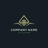 AR initial monogram logo for real estate with polygon style vector