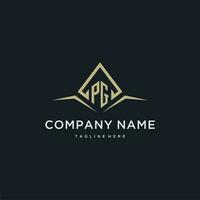 PG initial monogram logo for real estate with polygon style vector