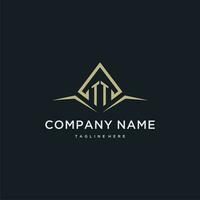 TT initial monogram logo for real estate with polygon style vector