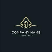 SI initial monogram logo for real estate with polygon style vector