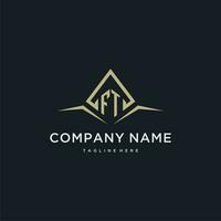 FT initial monogram logo for real estate with polygon style vector