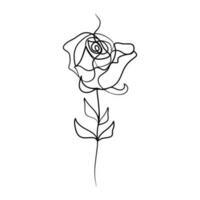 Continuous one line art drawing of beauty rose flower vector