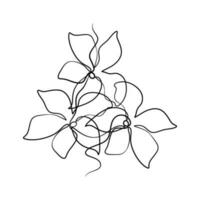 Continuous one line art drawing of beauty jasmine flower vector