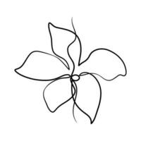 Continuous one line art drawing of beauty jasmine flower vector