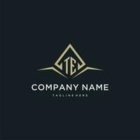 TE initial monogram logo for real estate with polygon style vector