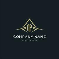 MP initial monogram logo for real estate with polygon style vector