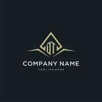 DT initial monogram logo for real estate with polygon style vector
