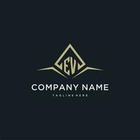 EV initial monogram logo for real estate with polygon style vector