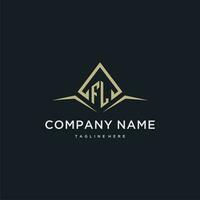 FL initial monogram logo for real estate with polygon style vector