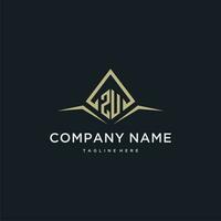 ZU initial monogram logo for real estate with polygon style vector