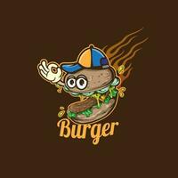 diseño logo mascota hamburguesa vector ilustración