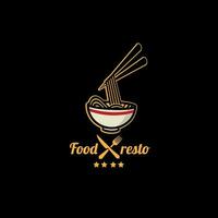 diseño logo tallarines comida vector ilustración