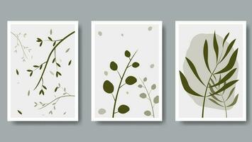 wall art decoration design with botanical composition in green color. vector illustration