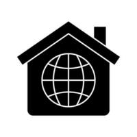 home with globe icon vector