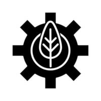 cogwheel with leaf, green energy icon vector