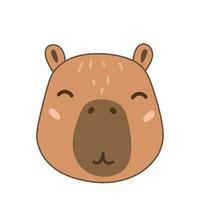 Cartoon capybara. Cute capybara face icon vector