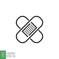 Adhesive plaster icon. Simple outline style. Heal, bandage, wound, cure hurt, repair, recovery, medicine concept. Thin line symbol. Vector illustration isolated on white background. EPS 10.