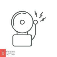 Fire alarm icon. Simple outline style. Emergency warning alert system, school ring bell, siren sign concept. Thin line symbol. Vector illustration isolated on white background. Editable stroke EPS 10.