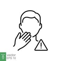 Avoid touch face icon. Simple outline style. Do not touch your face, man, person, hand, hygiene, safety concept. Thin line symbol. Vector illustration isolated on white background. EPS 10.