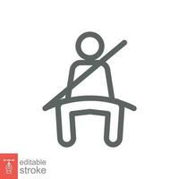 Seat belt icon. Simple outline style. Car seatbelt, drive safe, driver, passenger, security, safety concept. Thin line symbol. Vector illustration isolated on white background. Editable stroke EPS 10.