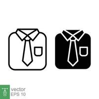 uniforme icono. sencillo contorno y sólido estilo. formal vestir código, atar, corbata, profesional negocio traje concepto. Delgado línea y glifo símbolo. vector ilustración aislado en blanco antecedentes. eps 10