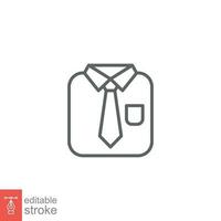 Uniform icon. Simple outline style. Formal dress code, tie, necktie, professional business suit concept. Thin line symbol. Vector illustration isolated on white background. Editable stroke EPS 10.