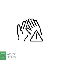 Avoid touching hands icon. Simple outline style. Do not touch, forbidden, hand, health, medical, safety  concept. Thin line symbol. Vector illustration isolated on white background. EPS 10.