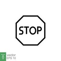 Stop sign icon. Simple outline style. Traffic symbol, warning, highway, octagon shape, caution, safety concept. Thin line symbol. Vector illustration isolated on white background. EPS 10.