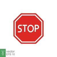 Stop sign icon. Simple flat style. Traffic symbol, warning, red text logo, road, caution concept. Colored symbol. Vector illustration isolated on white background. EPS 10.