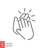 Applause icon. Simple outline style. Clap, hand, high five, plaudits, standing ovation, success concept. Thin line symbol. Vector illustration isolated on white background. Editable stroke EPS 10.