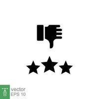 Bad review icon. Simple solid style. Negative review, customer feedback, hand thumb down, dislike concept. Black silhouette, glyph symbol. Vector illustration isolated on white background. EPS 10.