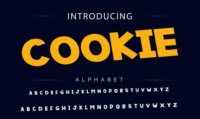 Colorful stylized font and alphabet