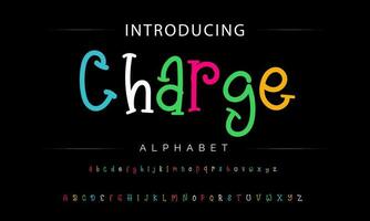 Funky colorful cartoon font type. Vector alphabet