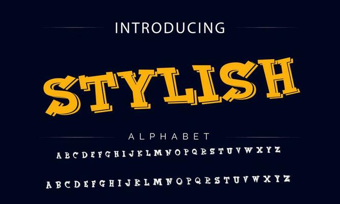 Colorful stylized font and alphabet