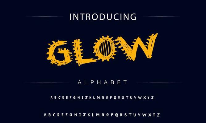 Colorful stylized font and alphabet