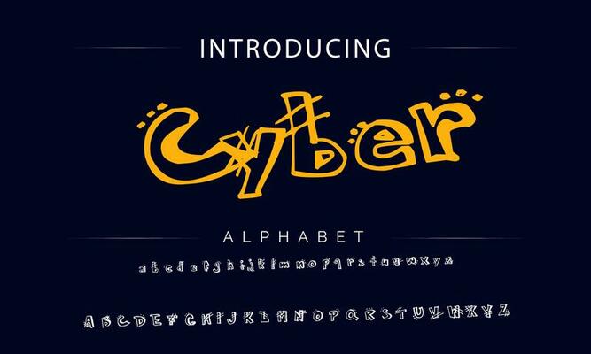 Colorful stylized font and alphabet