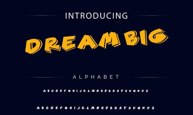 Colorful stylized font and alphabet