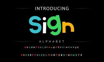 Funky colorful cartoon font type. Vector alphabet