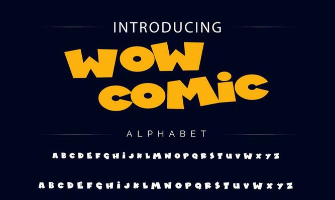 Colorful stylized font and alphabet