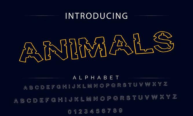 Colorful stylized font and alphabet