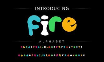 Funky colorful cartoon font type. Vector alphabet